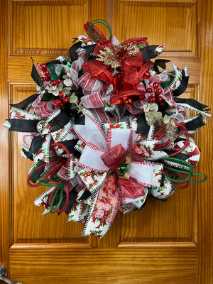 Red Bells Christmas Wreath | Glitter Berry Door Decor by Bouge Creations, view 2
