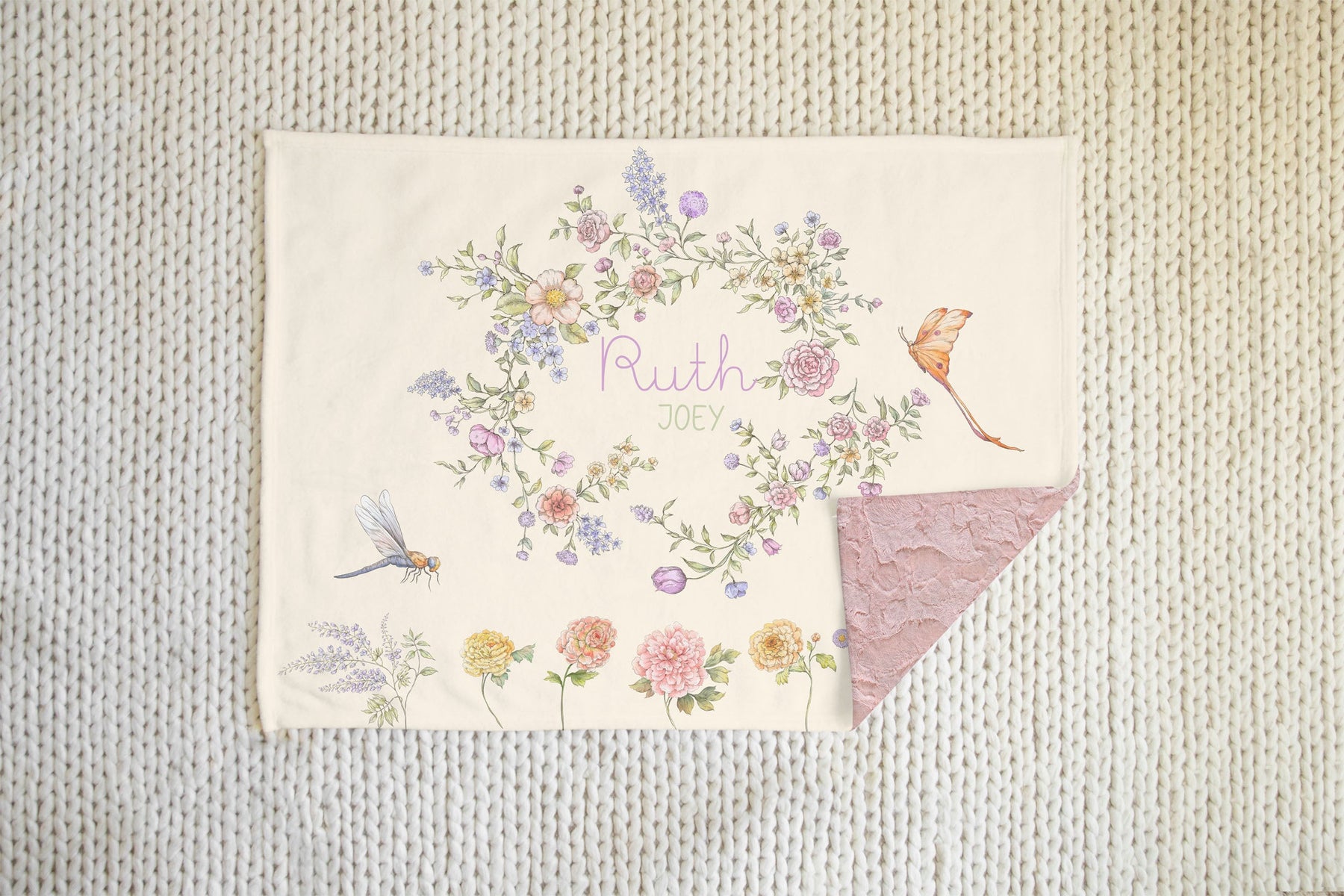Bailey Spring Floral Personalized Minky Baby Blanket by AGreatBaby — view 2 of 2