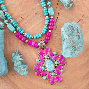 Barcelona Pink Agate Cross Golden Pendant Necklace detail view by Barse Jewelry