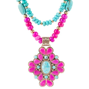 Barcelona Pink Agate Cross Golden Pendant Necklace by Barse Jewelry