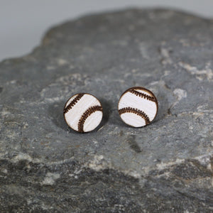 Baseball Wooden Dangle Earrings | Sports Jewelry by Cate's Concepts, LLC, handmade jewelry detail photo 2