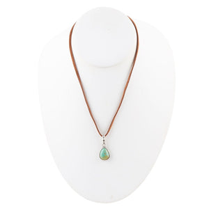 Basic Turquoise and Sterling Silver Pendant Leather Necklace detail view by Barse Jewelry