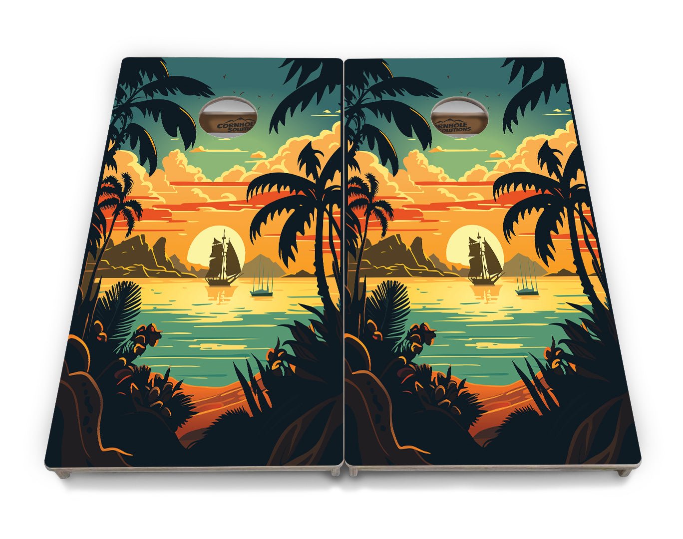 Beach Sunset - Cornhole Boards - 4 Designs - Tournament Series