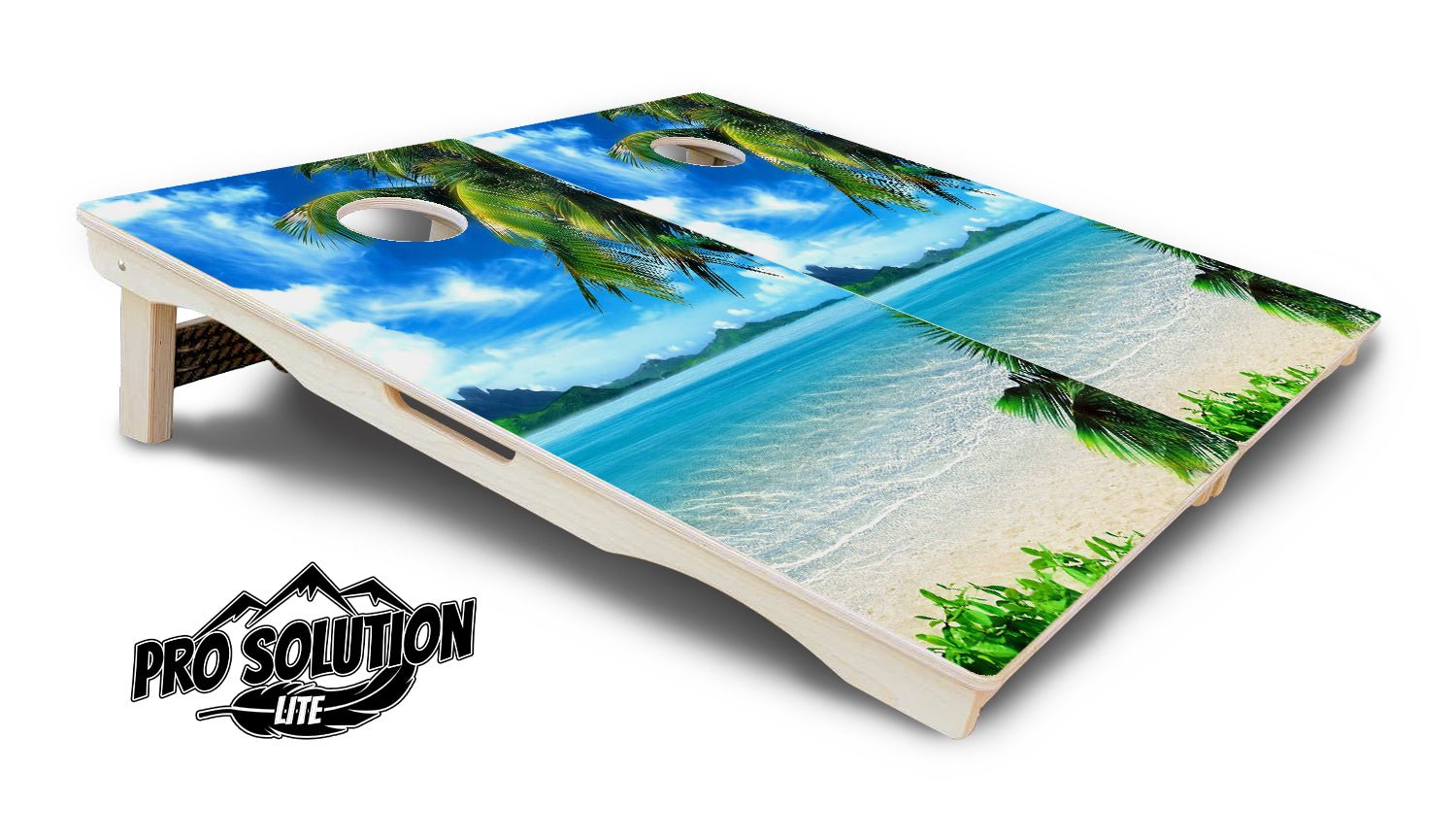 Beach Mountain Scene Cornhole Boards - Pro Solution Lite Series