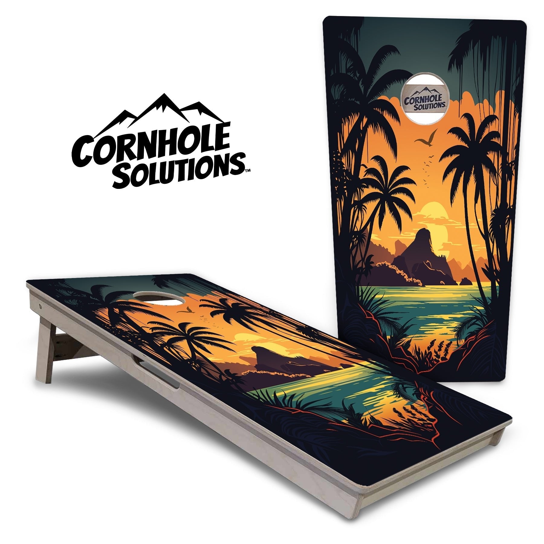 Beach Sunset - Cornhole Boards - 4 Designs - Tournament Series