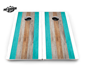 Beach Theme Stripe Cornhole Boards - Pro Solution Lite Series