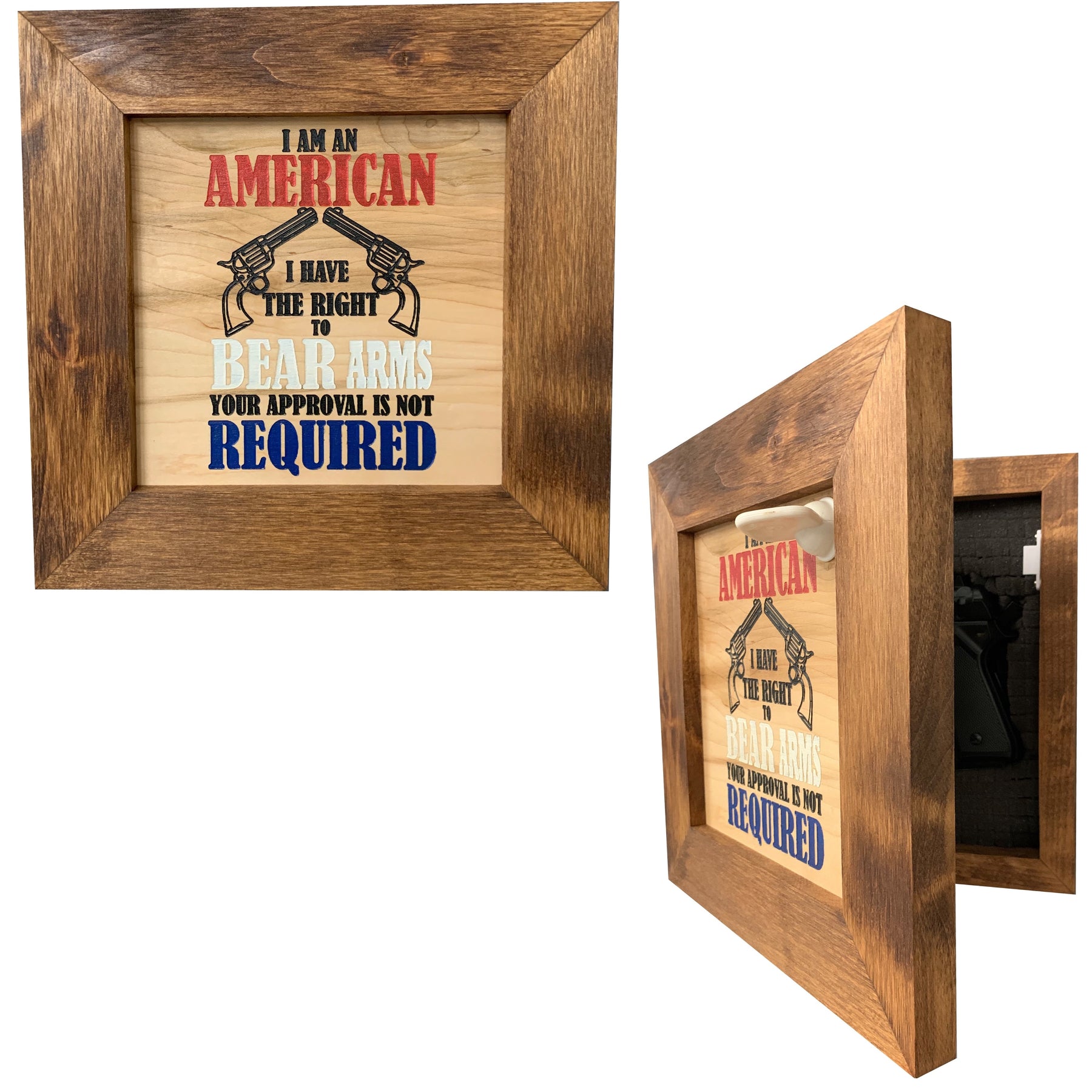 Patriotic 2nd Amendment I Have The Right To Bear Arms Hidden Gun Storage Firearm Concealment Wall Decor by Bellewood Designs, Southern home decor main product photo