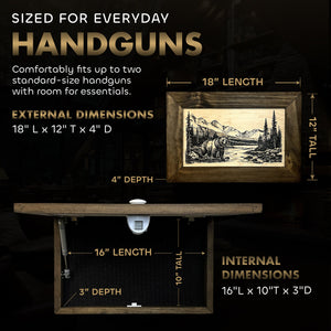 Wilderness Mountain Bear Gun Concealment Furniture - Handcrafted Hidden Gun Storage Wall Decor - Hidden Safe Furniture with