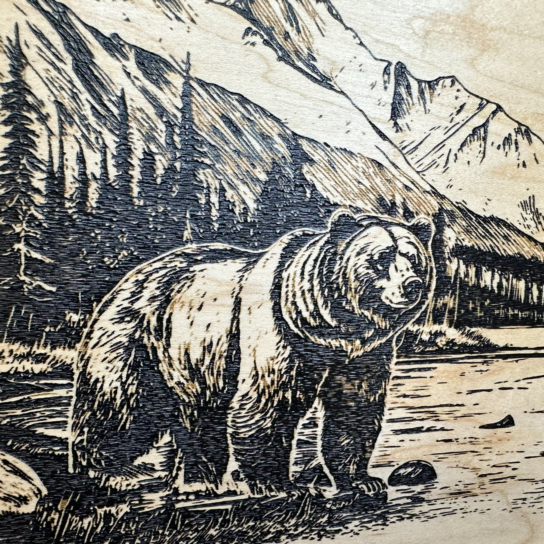 Wilderness Mountain Bear Gun Concealment Furniture - Handcrafted Hidden Gun Storage Wall Decor - Hidden Safe Furniture with