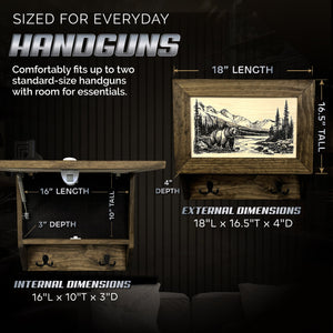 Wilderness Mountain Bear Gun Concealment Furniture - Handcrafted Hidden Gun Storage Wall Decor - Hidden Safe Furniture with