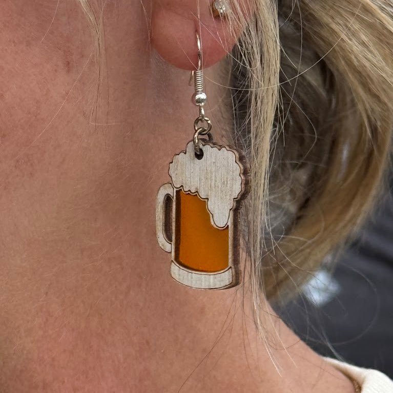 Beer Mug Wood Resin Earrings | Oktoberfest Beer Lover Jewelry by Cate's Concepts, LLC, custom drinkware detail photo 10