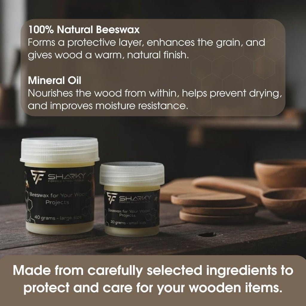 Beeswax Wood Finish – Natural Wood Conditioner for Tool Handles & Carving Projects detail view by Sharky Forged Steel Tools