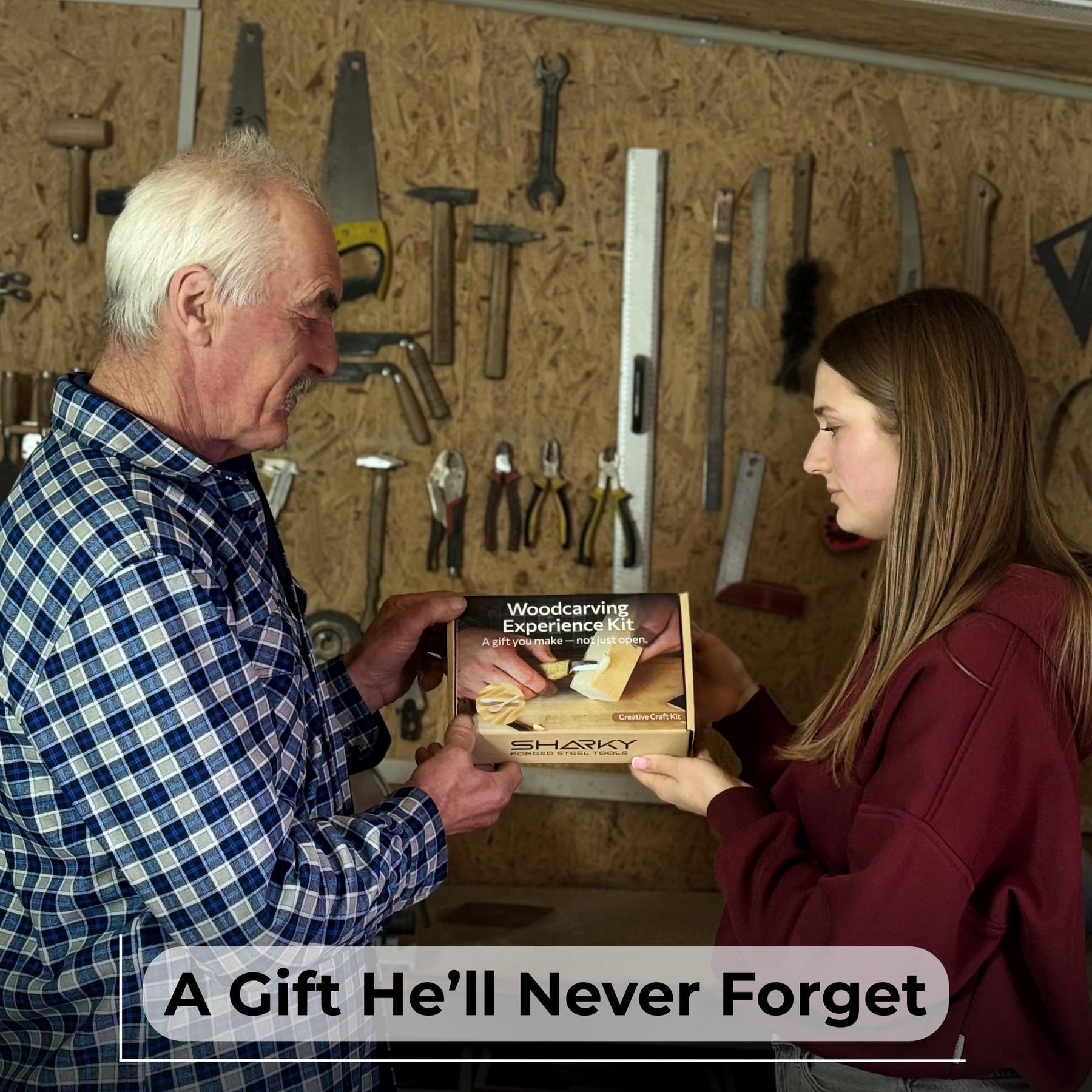 Beginner DIY Spoon Carving Kit detail view by Sharky Forged Steel Tools