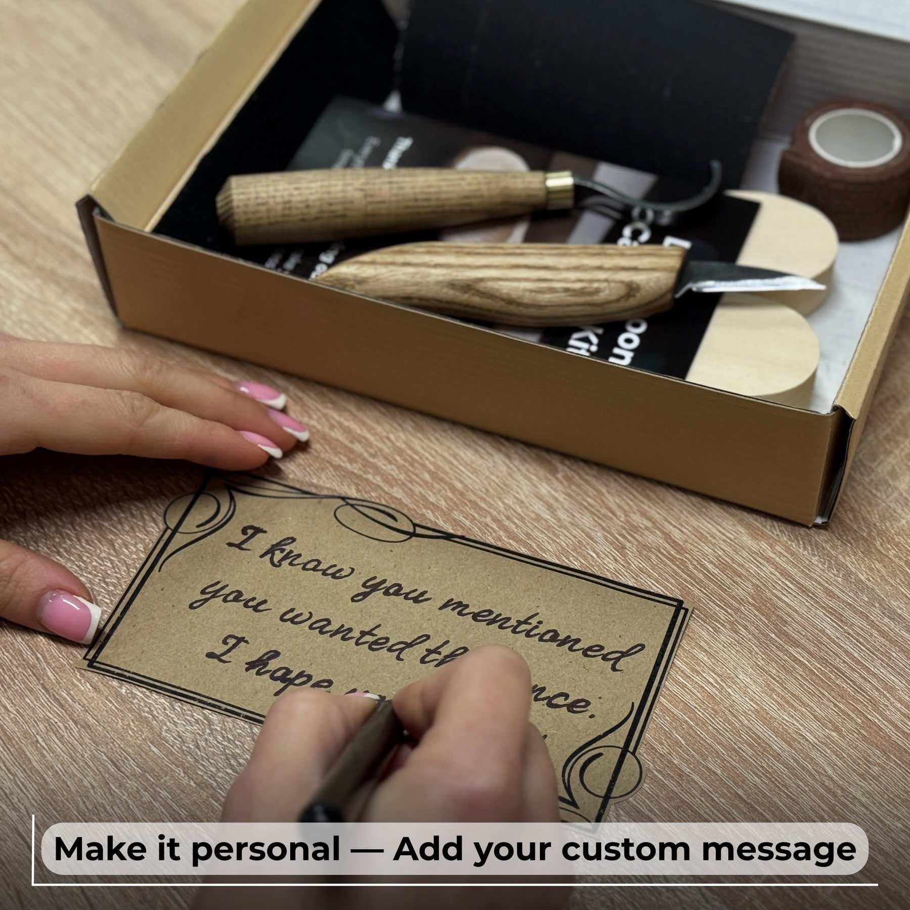 Beginner DIY Spoon Carving Kit detail view by Sharky Forged Steel Tools