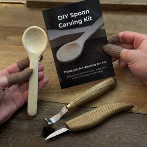 Beginner DIY Spoon Carving Kit detail view by Sharky Forged Steel Tools