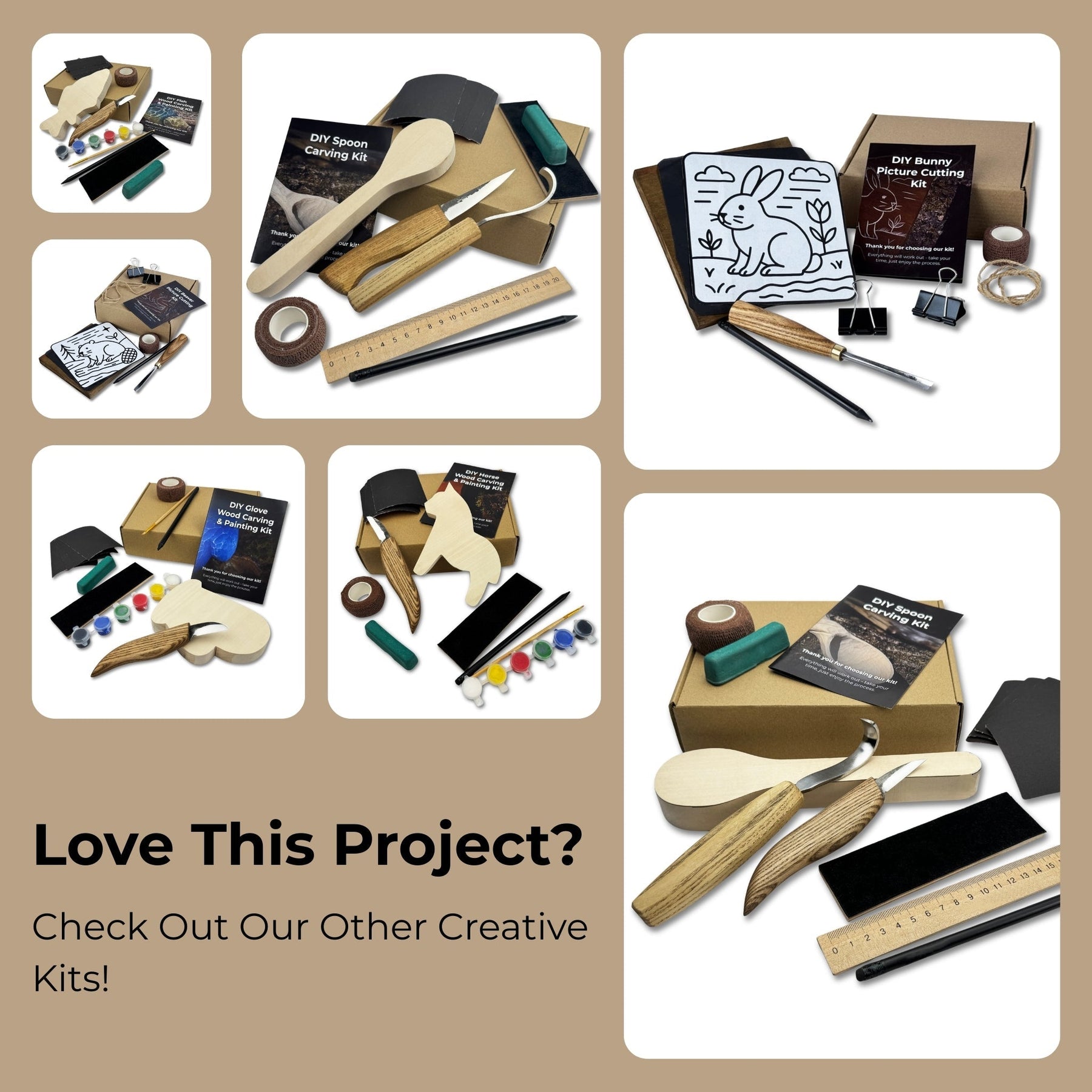 Beginner Heart Wood Carving & Painting Kit — Complete DIY Hobby Set for Adults and Kids detail view by Sharky Forged Steel