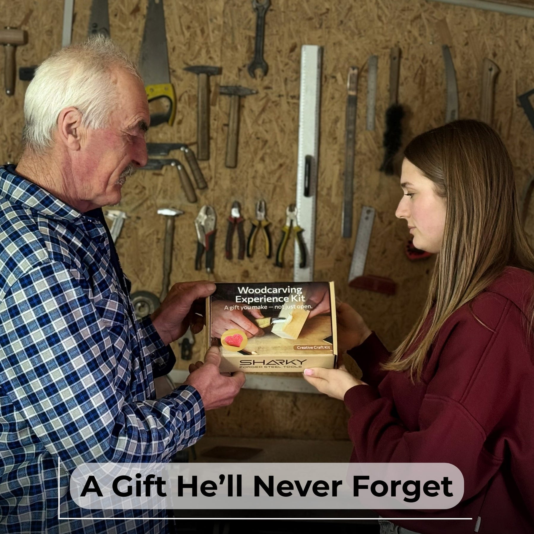 Beginner Heart Wood Carving & Painting Kit — Complete DIY Hobby Set for Adults and Kids detail view by Sharky Forged Steel