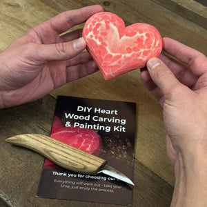 Beginner Heart Wood Carving & Painting Kit — Complete DIY Hobby Set for Adults and Kids detail view by Sharky Forged Steel