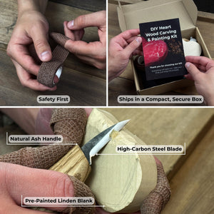 Beginner Heart Wood Carving & Painting Kit — Complete DIY Hobby Set for Adults and Kids detail view by Sharky Forged Steel