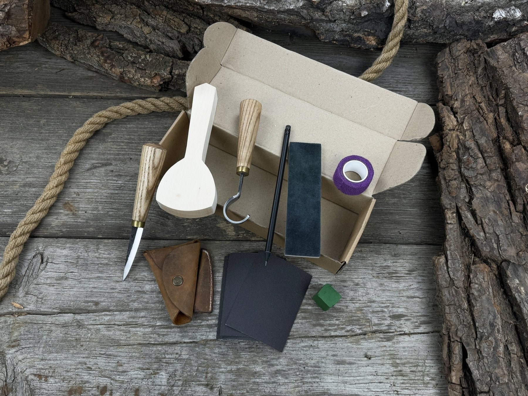 Beginner’s Spoon Carving Kit – Everything You Need to Get Started detail view by Sharky Forged Steel Tools