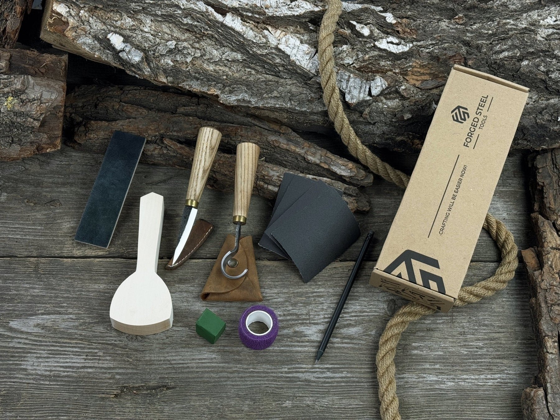 Beginner’s Spoon Carving Kit – Everything You Need to Get Started detail view by Sharky Forged Steel Tools