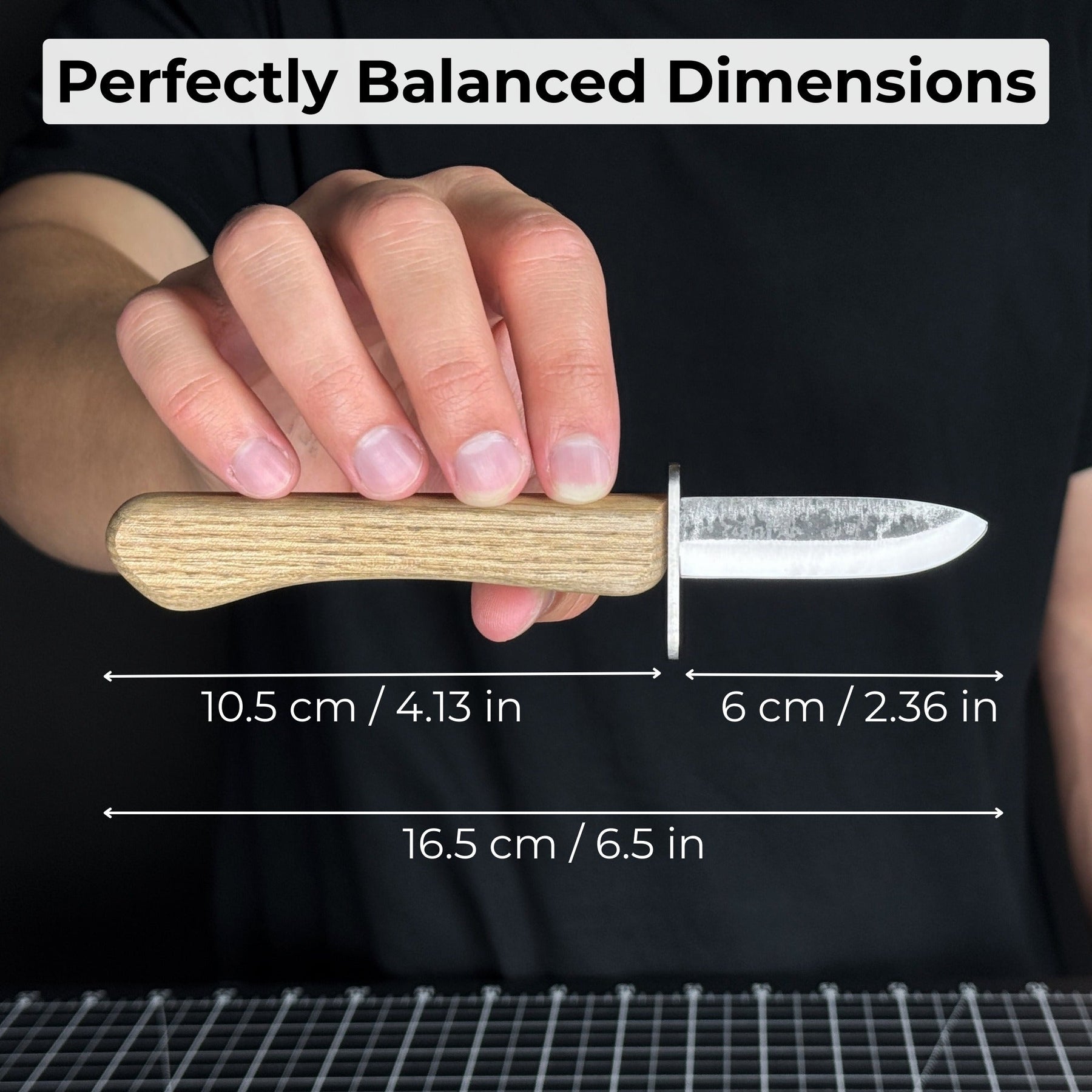 Beginner’s Woodcarving Knife with Leather Sheath, 6 cm (2.36 inches) detail view by Sharky Forged Steel Tools