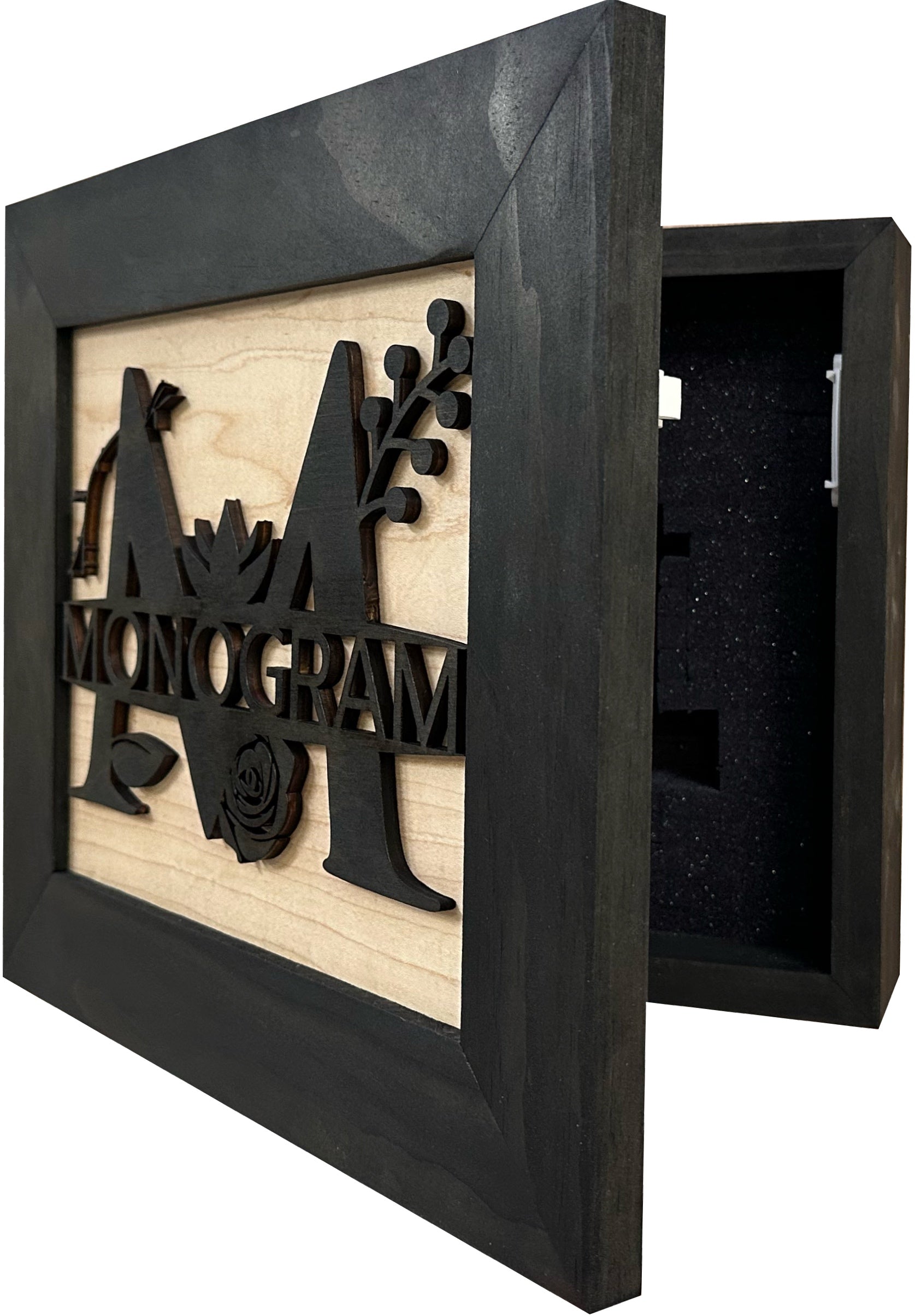 Customizable Split Letter Last Name Monogram - Hidden Gun Storage Wall Decor - Hidden Gun Shelf - Quick Access Concealment Shelf - Secure & Discreet W by Bellewood Designs