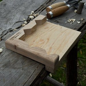 Bench Hook for Wood Carving and Chiseling – Handcrafted Wooden Work Support detail view by Sharky Forged Steel Tools