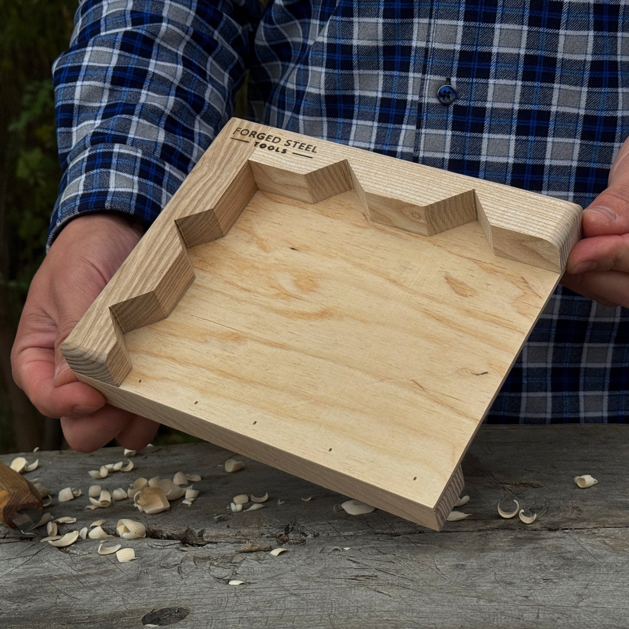 Bench Hook for Wood Carving and Chiseling – Handcrafted Wooden Work Support by Sharky Forged Steel Tools