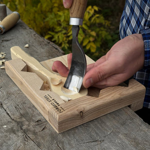Bench Hook for Wood Carving and Chiseling – Handcrafted Wooden Work Support detail view by Sharky Forged Steel Tools