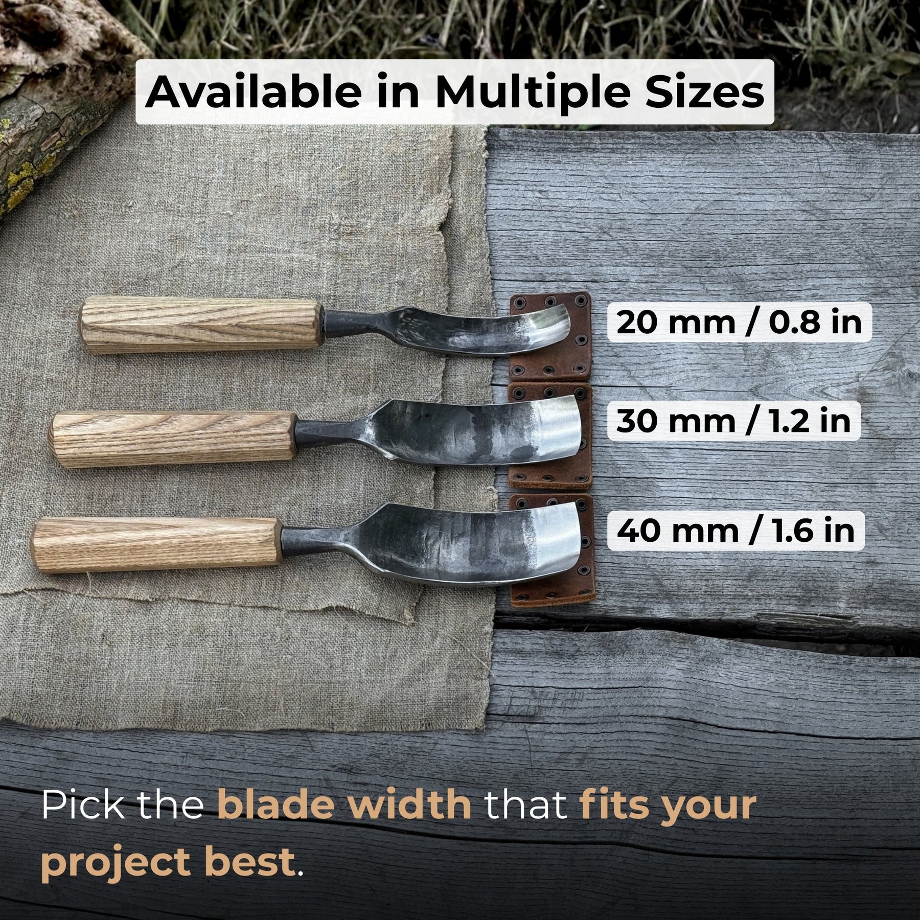 Bent Carving Gouge, 20 - 40 mm (0.8 - 1.6 inches)