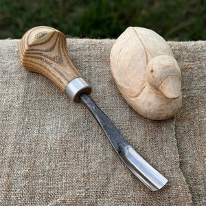 Bent Carving Gouge with Palm Handle – 8 mm / 12 mm (0.31 / 0.47 inches) by Sharky Forged Steel Tools