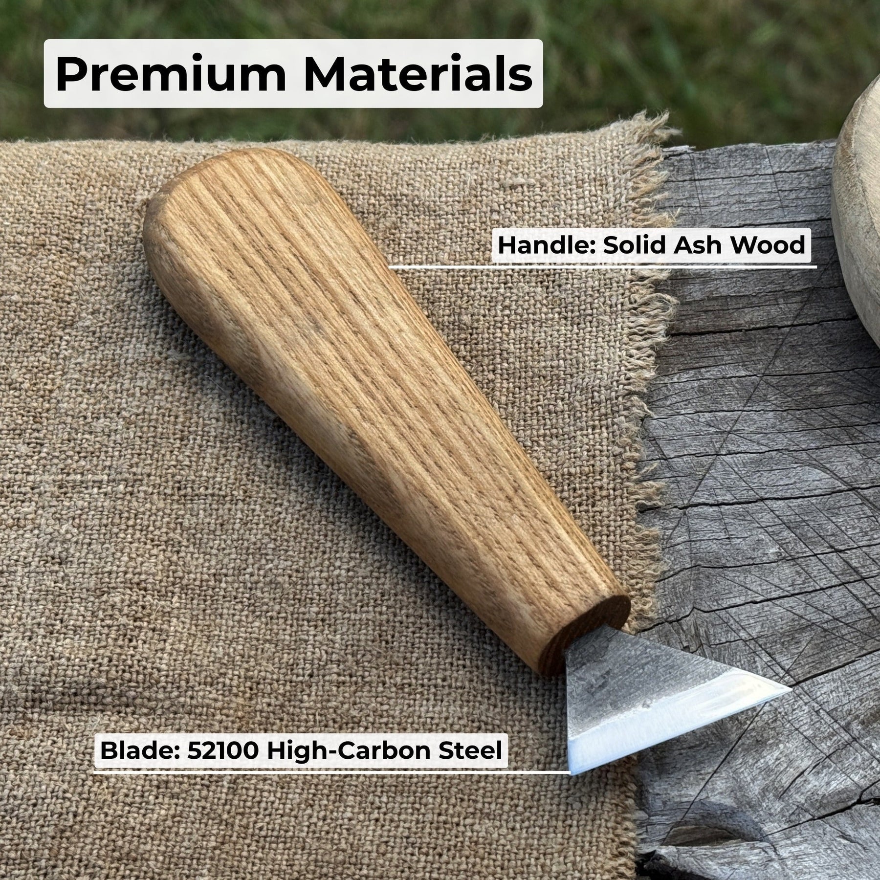 Bevel Edge Carving Knife, 3.5 cm (1.38 inches) detail view by Sharky Forged Steel Tools