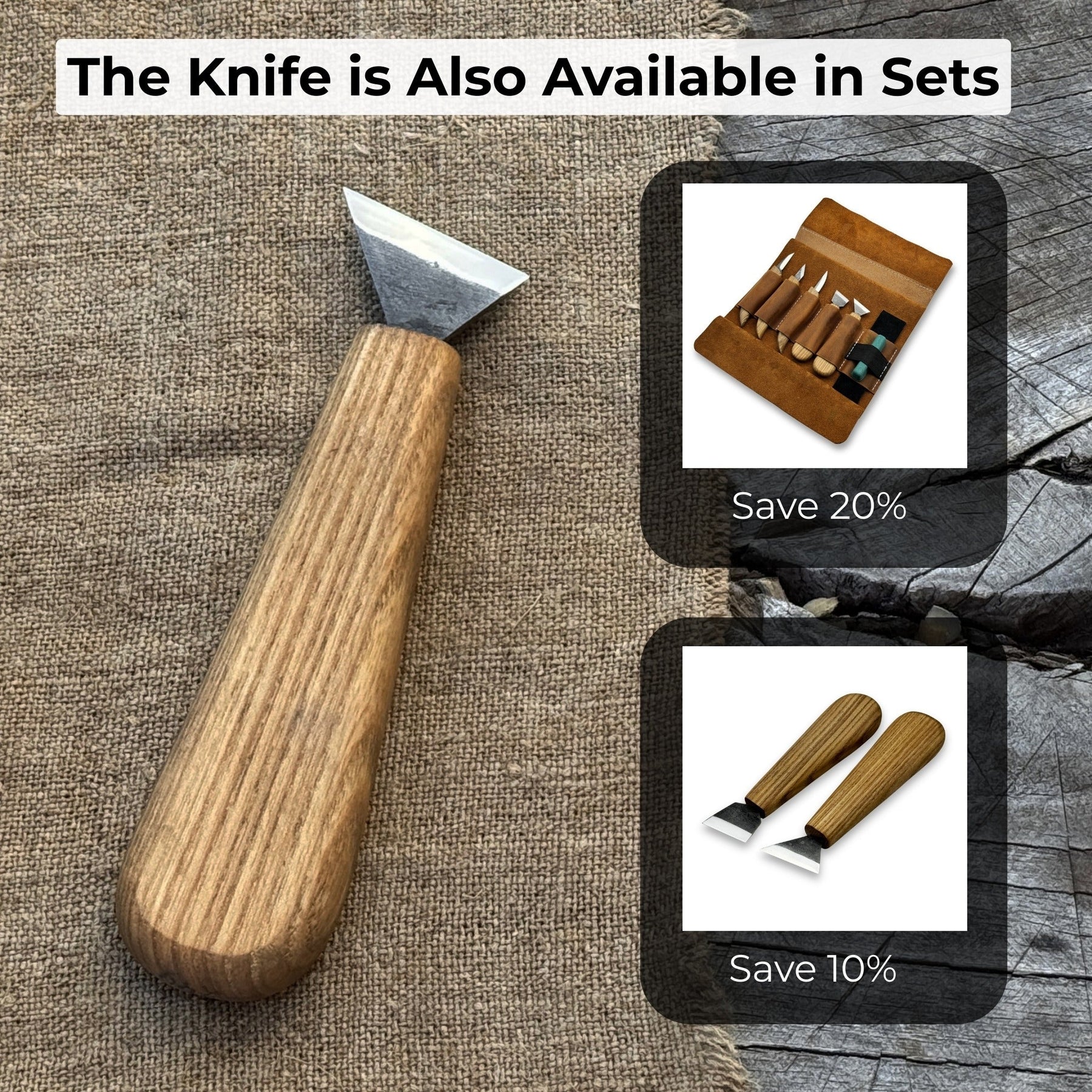 Bevel Edge Carving Knife, 3.5 cm (1.38 inches) detail view by Sharky Forged Steel Tools