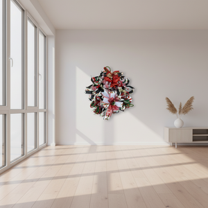 Red Christmas Bells Wreath | Handmade Holiday Front Door Wreath | Traditional Red & Green Farmhouse Christmas Decor | Luxury