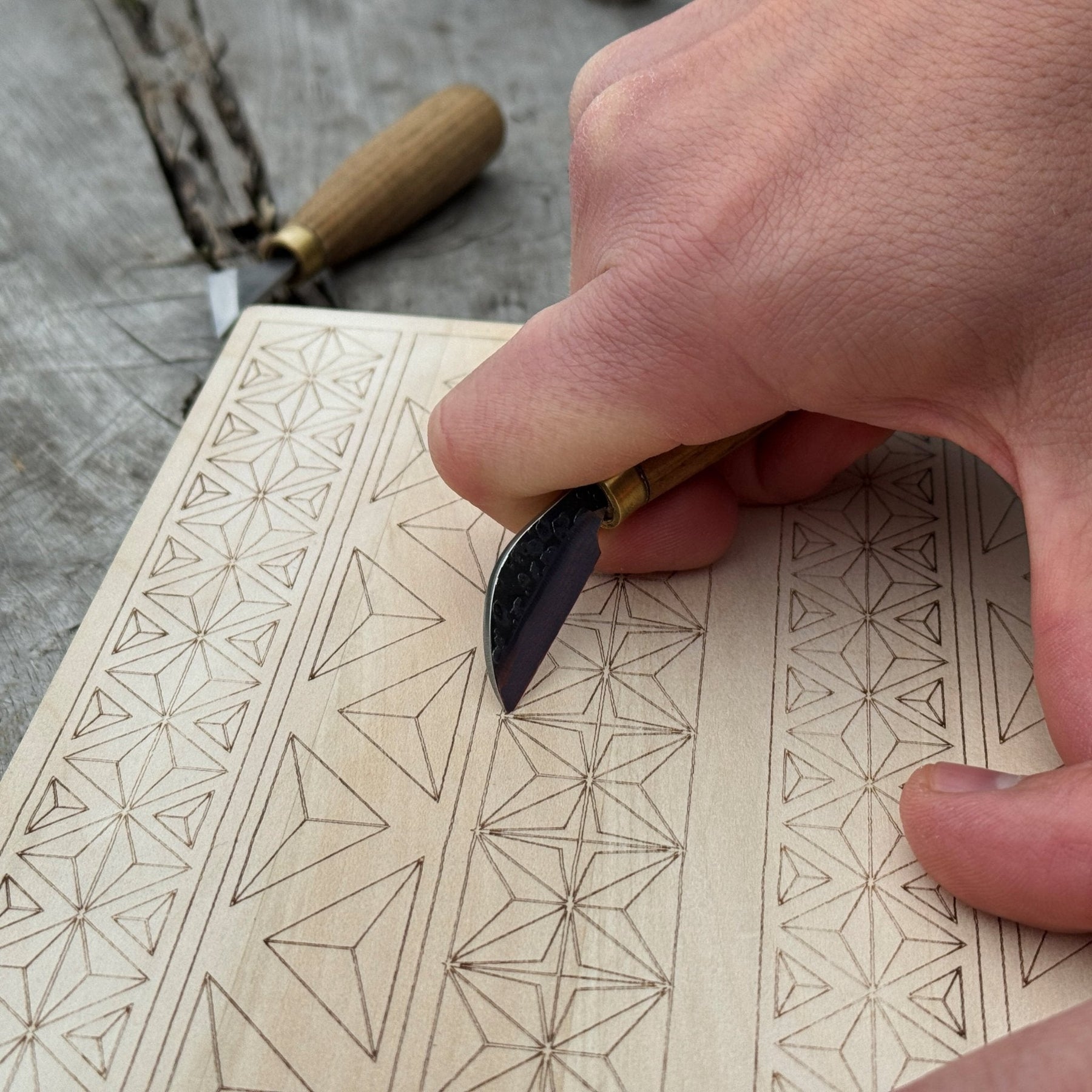 Big Basswood Woodcarving Practice Board detail view by Sharky Forged Steel Tools