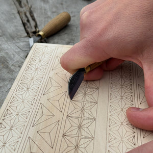 Big Basswood Woodcarving Practice Board detail view by Sharky Forged Steel Tools