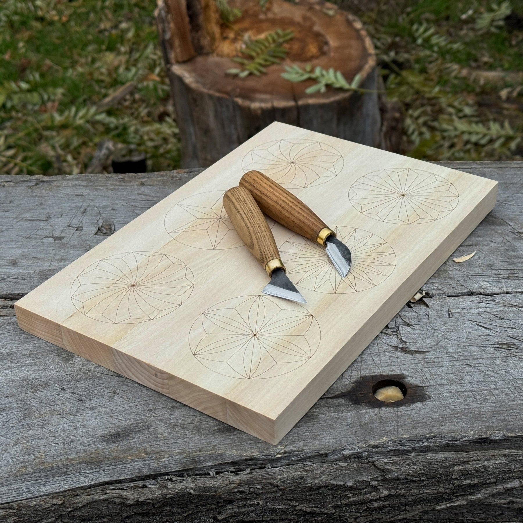 Big Basswood Woodcarving Practice Board detail view by Sharky Forged Steel Tools