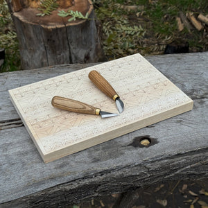 Big Basswood Woodcarving Practice Board detail view by Sharky Forged Steel Tools