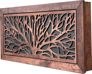 Birds in a Tree Large Gun Concealment Decor - Handcrafted Wooden Gun Cabinets - Gun Shelf Hidden Storage for Rifles, Shotguns, & Handguns - Quick Acce by Bellewood Designs