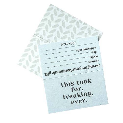 "This Took For. Freaking. Ever." Care Instruction Cards Care Instruction Cards by Mountaintop Yarn