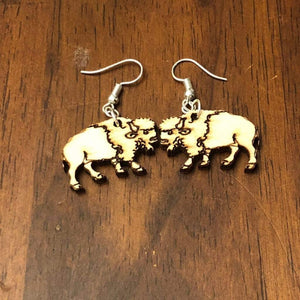 Bison Wooden Dangle Earrings | Western Animal Jewelry by Cate's Concepts, LLC, handmade jewelry detail photo 3