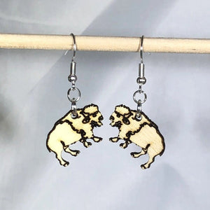 Bison Wooden Dangle Earrings | Western Animal Jewelry by Cate's Concepts, LLC, handmade jewelry detail photo 2