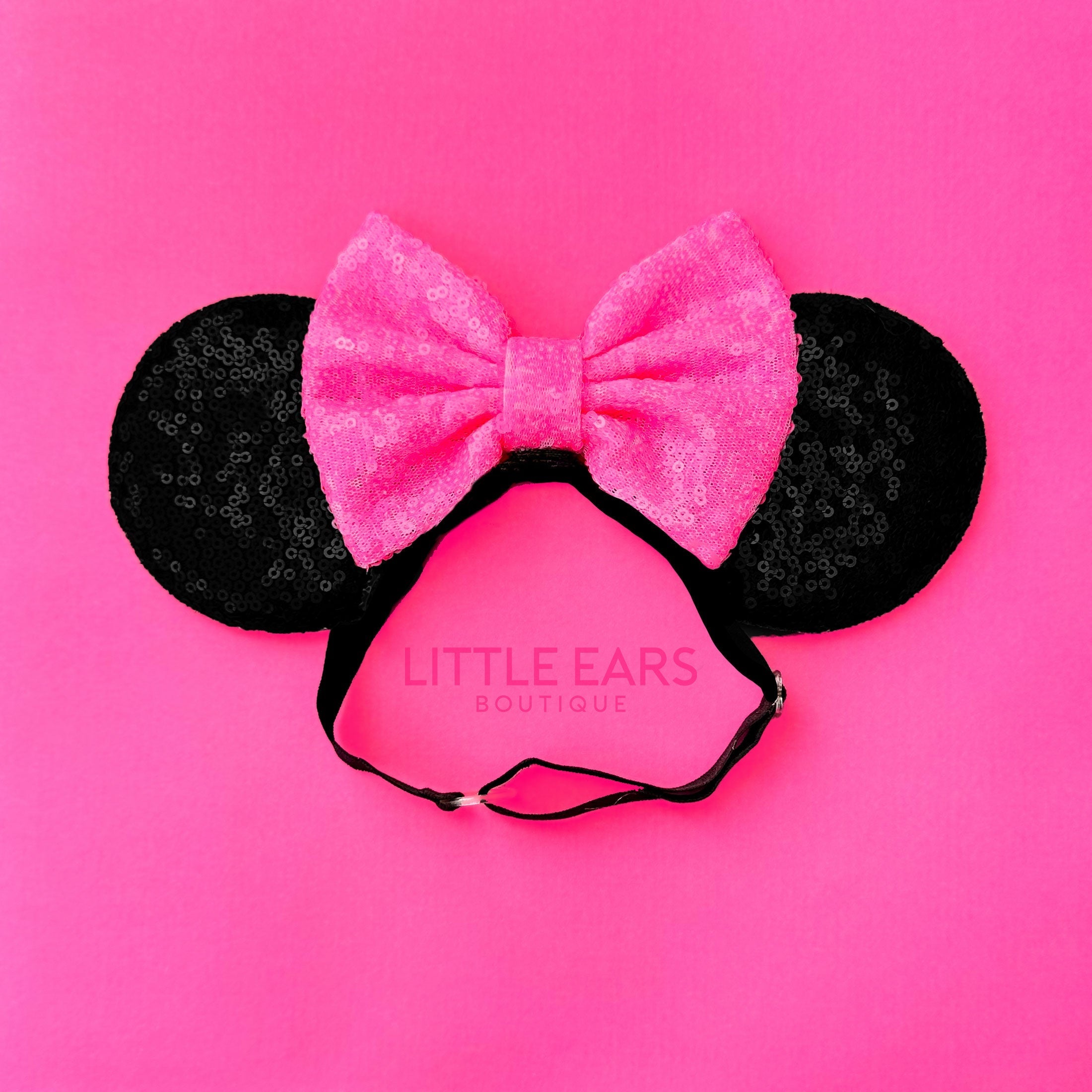 Black & Hot Pink Elastic Ears by Little Ears Boutique, children's boutique clothing main product photo