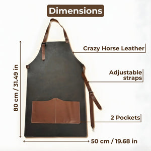 Black Leather Apron with Adjustable Straps and Pockets detail view by Sharky Forged Steel Tools