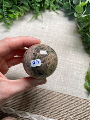 Black Moonstone Sphere detail view by Copper Ashes