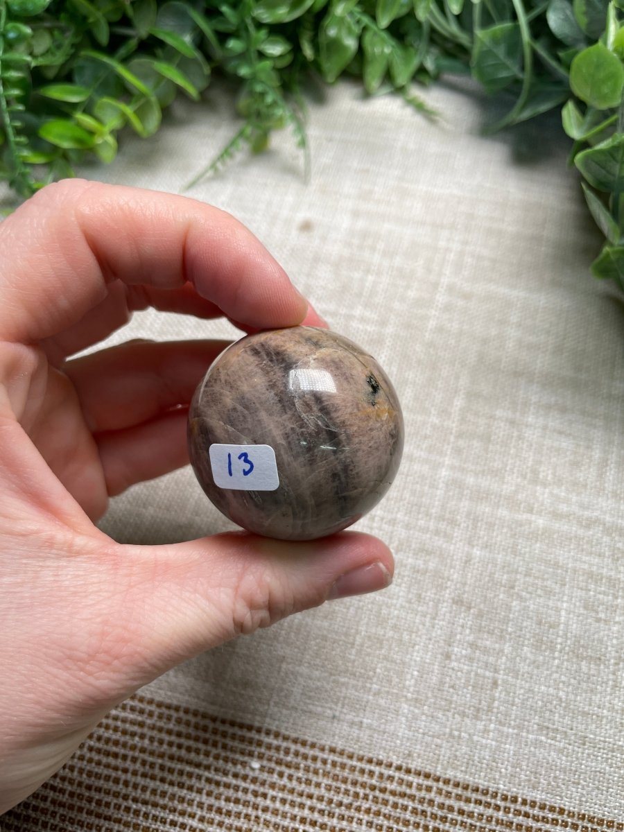 Black Moonstone Sphere detail view by Copper Ashes