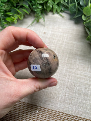 Black Moonstone Sphere detail view by Copper Ashes