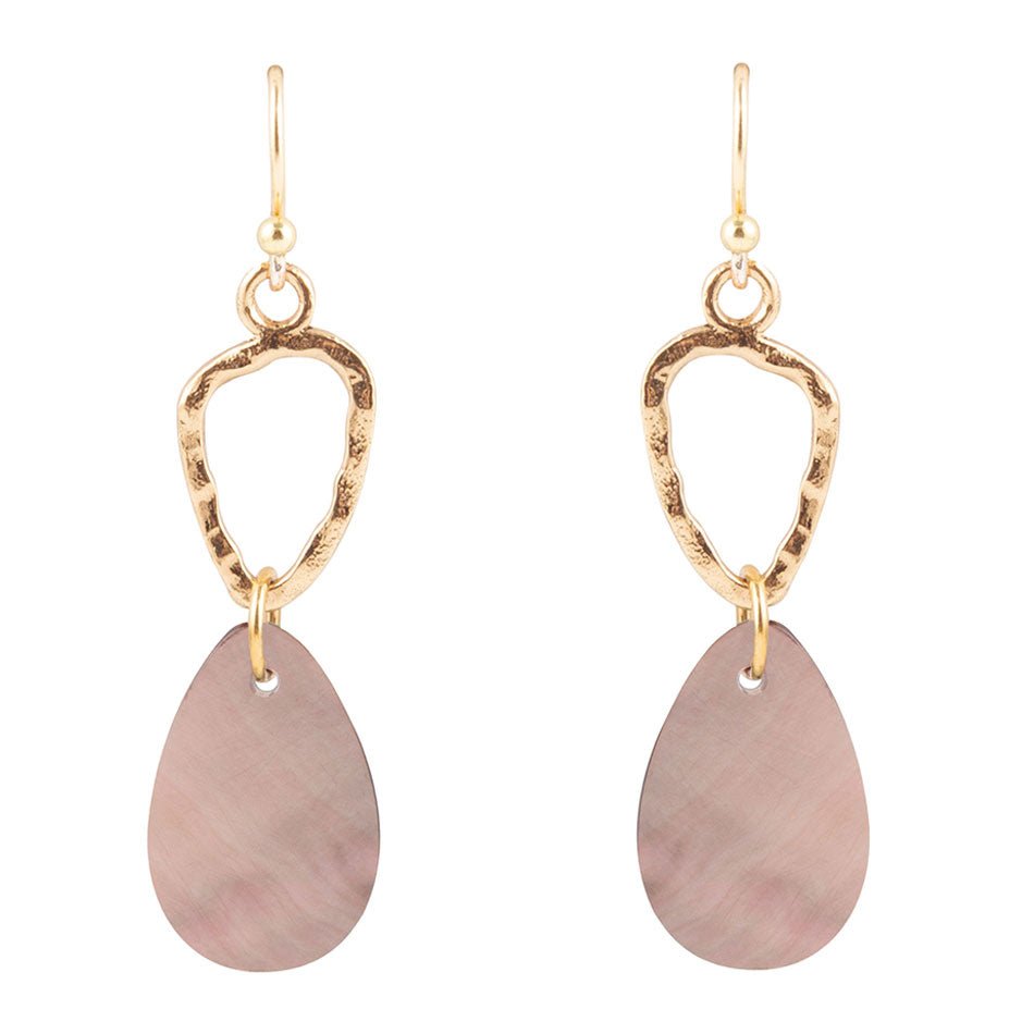 Black Mother of Pearl and Bronze Drop Earrings by Barse Jewelry