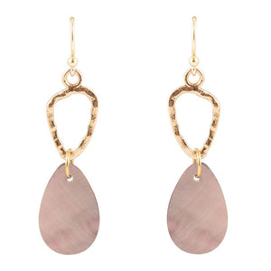 Black Mother of Pearl and Bronze Drop Earrings by Barse Jewelry